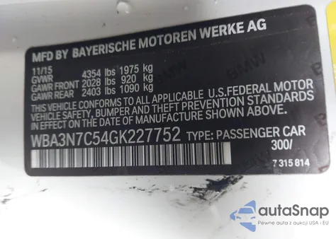 2016 BMW 428I z USA, uszkodzony, nr VIN WBA3N7C54GK227752